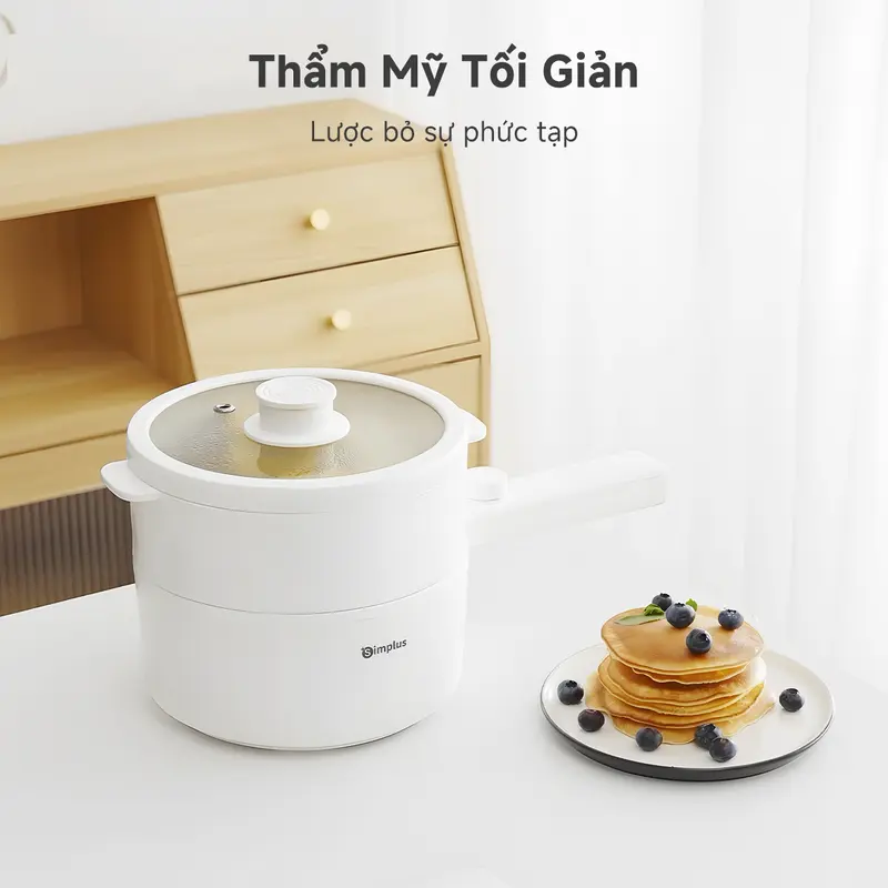 SP02 Nồi Lẩu Điện Đa Năng Simplus Dung Tích 1,5L DZGH002, Nồi Điện Nấu Ăn Kèm Xửng Hấp Bảo Hành 1 Năm Chỉ Đổi Không Sửa 6