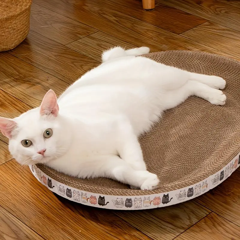 Oval Cat Scratcher, Durable Corrugated Cardboard Pad, Comfortable Pet Rest & Play Bed, Pet Furniture for Indoor Cats, Dog & Cat Furniture