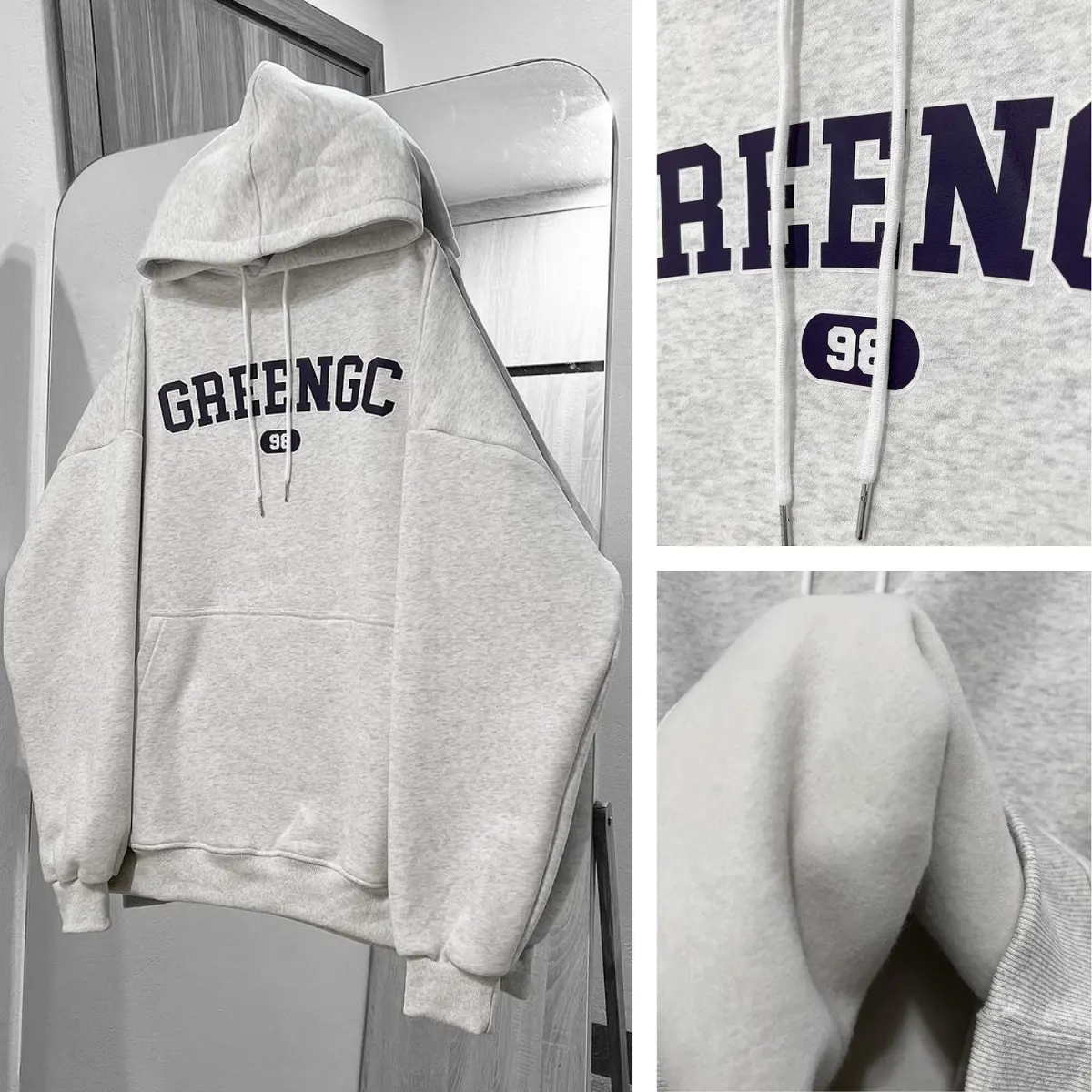 Áo hoodie nỉ bông màu xám tiêu chất liệu nỉ bông cotton ấm áp - form rộng DEUNCOOL