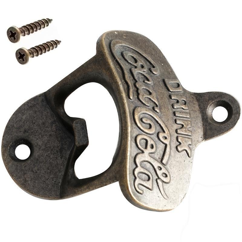 Vintage Metal Bottle Opener, 1 Count Retro Wall Mounted Beverage Opener, Manual Bottle Cap Remover for Home Kitchen Party 3