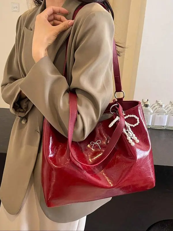 Women's Elegant Bowk Decorated Tote Bag, Fashionable Large Capacity Shoulder Bag for Daily Used, Casual Trendy Versatile High-quality Daily Commuting Bag 6
