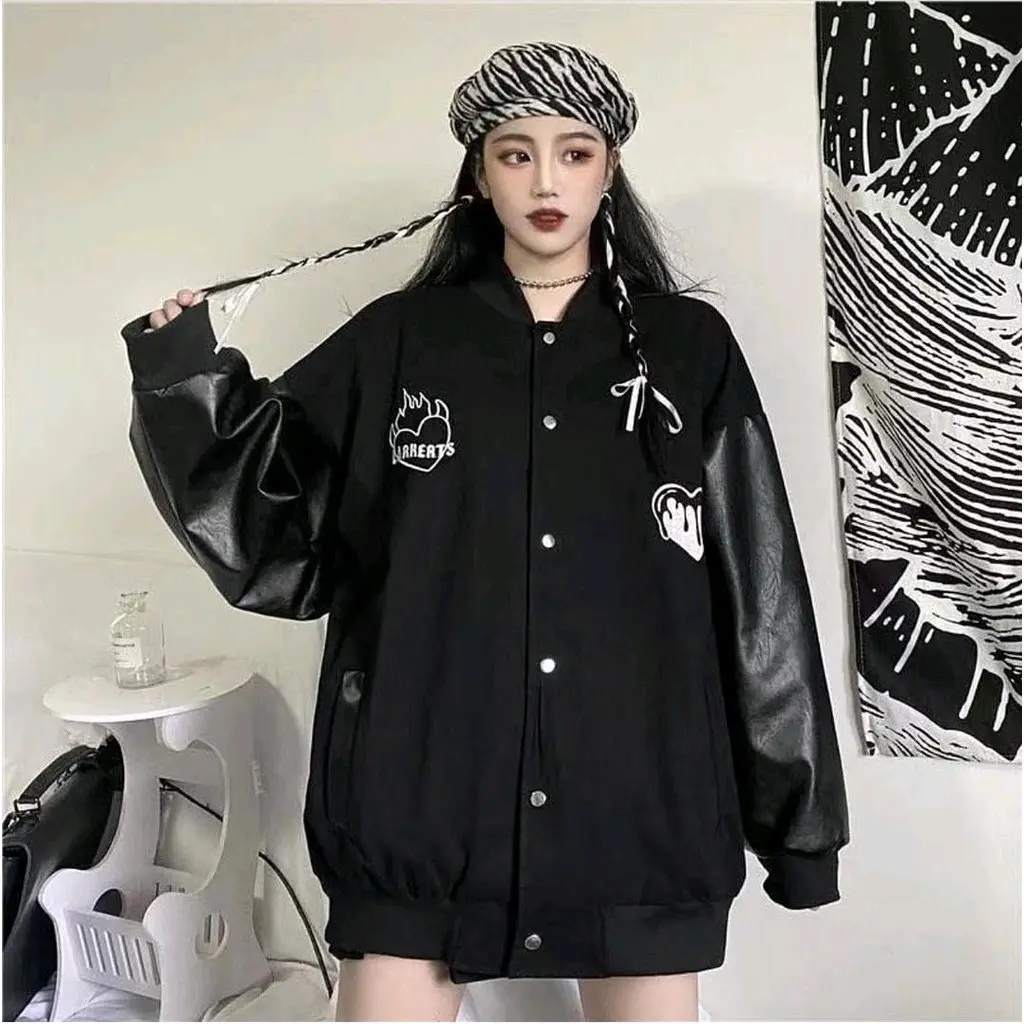 LAKERS JAKET BASEBALL PRIA WANITA PARSITY OPERSIZE SWEATER
