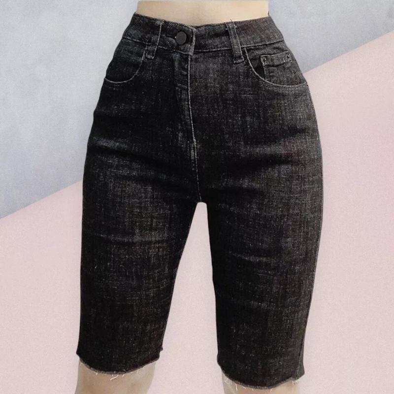 Bigsize 58-90KG Quần Lửng Jean ĐEN 7001 Lưng Siêu Cao Co Giãn Mạnh Nữ Women Pants