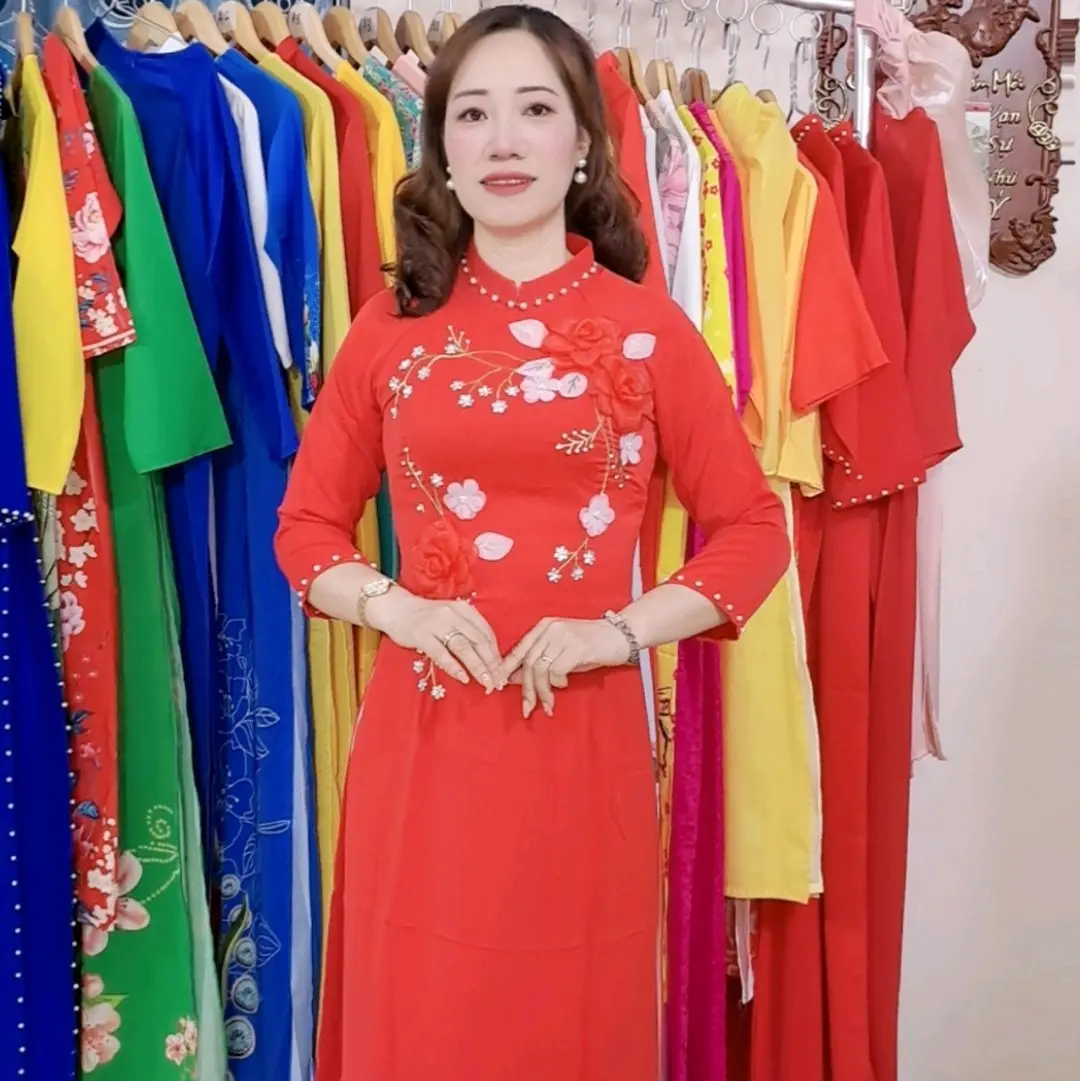 Áo dài thu hà lụa mỹ loại 1.chất lượng cao váy 3 tiệc