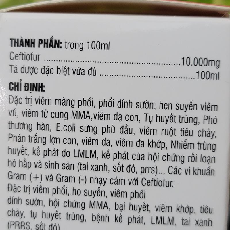 Product Introduction of Chai Cef 10 LA Ceftiofur 10% Dùng Trong Các Trường Hợp Viêm Phổi, Viêm Phổi Dính Sườn, Ho Thở Bụng Ở Thú Cưng 1