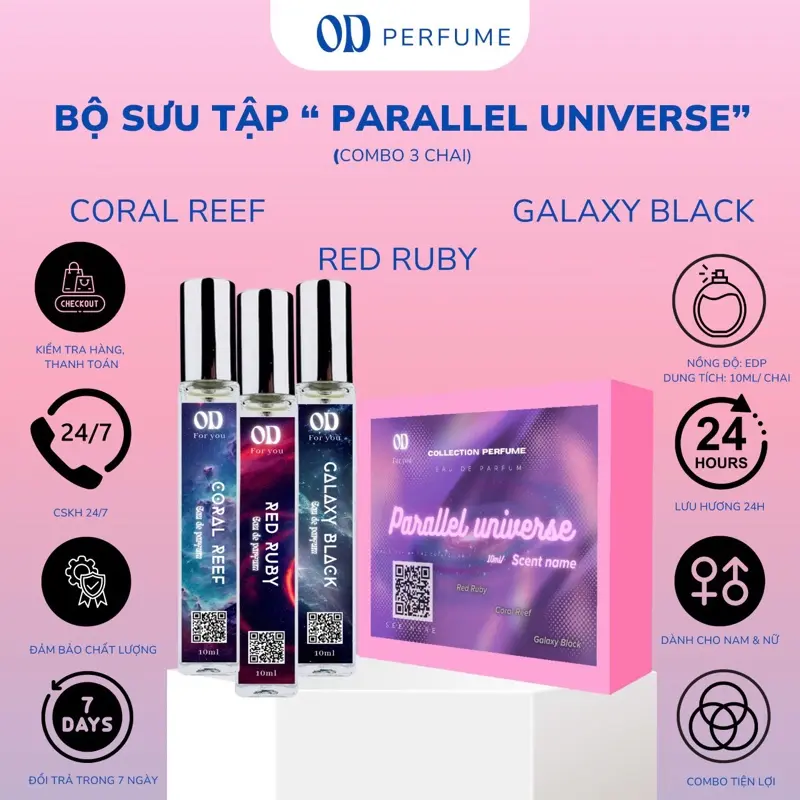 Nước hoa unisex OD Perfume - Bộ sưu tập Parallel Universe combo3c/10ml dạng xịt lưu hương 24h