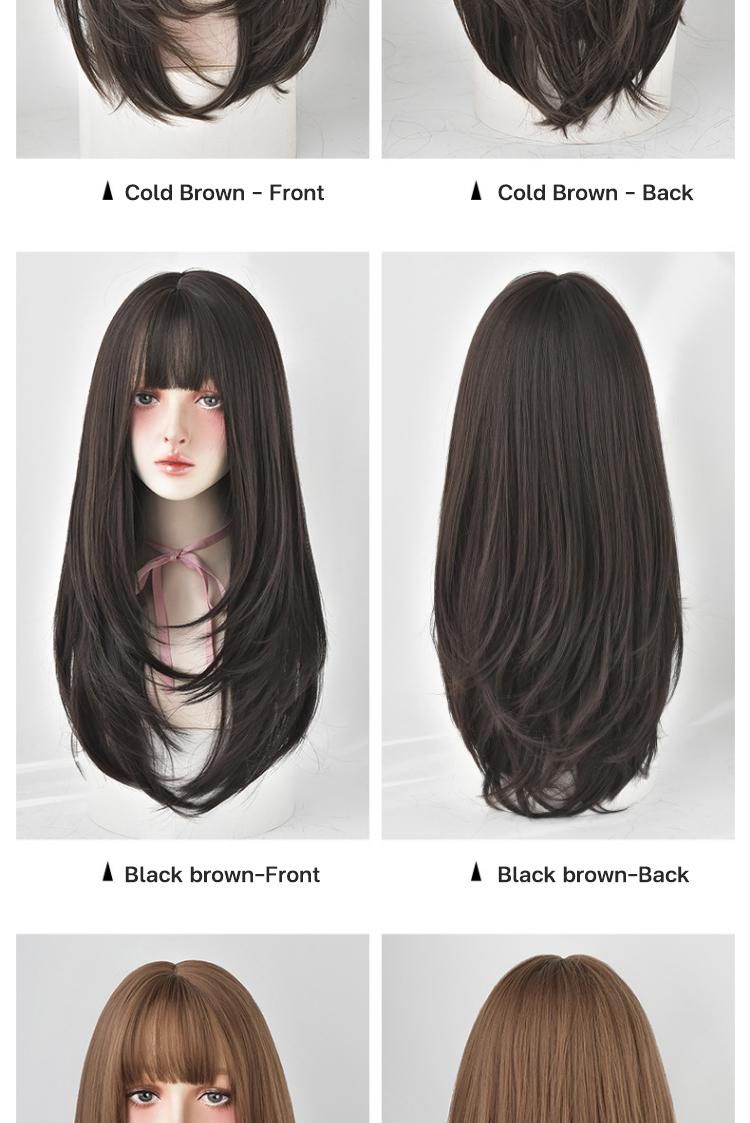 Product Introduction of （9）ANNIER wigs hair for women long hair Korean style Upgrade the wiring process Hairpiece Invisible Natural Synthetic seamless U-shaped Wig Hair  for Women Hairstyles Hairpieces air bangs Breathable inner mesh bangs heat resistant Natural Realistic(TK113) 8