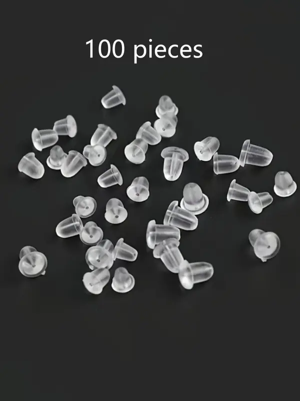 100pcs Simple Silicone Ear Plug, Earplug Waterproof, Ear Safety Backstop Stopper, Prevent Earrings From Slipping, Basic Diy Jewelry Accessories for Women & Girls for Daily Use, Girl Accessories 3