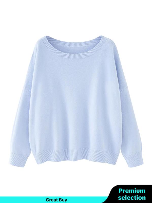 Round Neck Plain Long Sleeve Knitting Sweater Round Neck Plain Long Sleeve Knitting Sweater