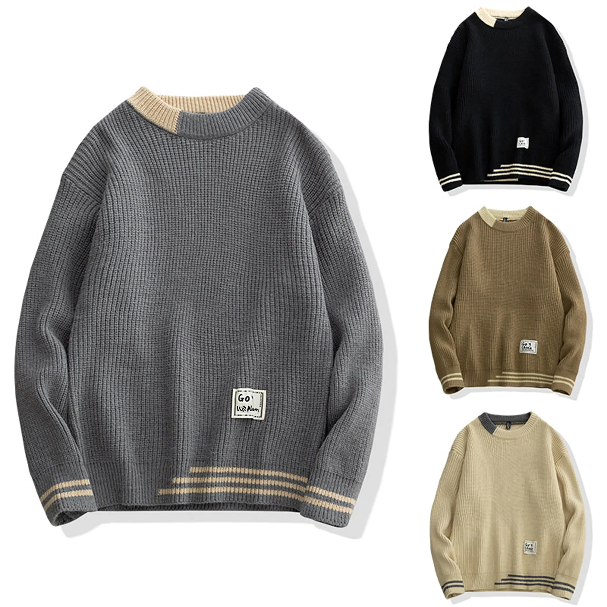 Áo len nam cổ tròn phong cách Hàn Quốc form rộng chất len dày dặn AL6 Menswear