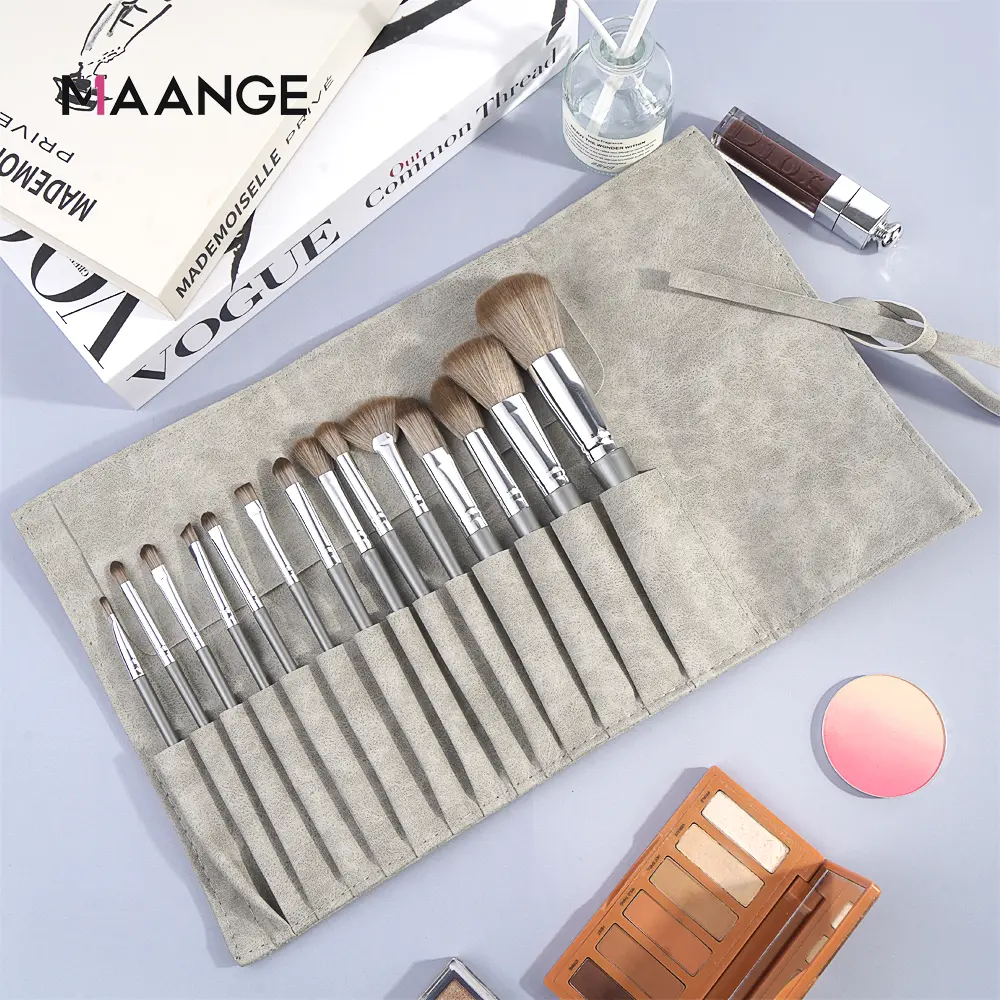 Bộ cọ trang điểm MAANGE 14 chiếc kèm túi đựng cọ trang điểm màu bạc Cọ trang điểm mặt 1414 Women Cosmetic | BigBuy360 - bigbuy360.vn