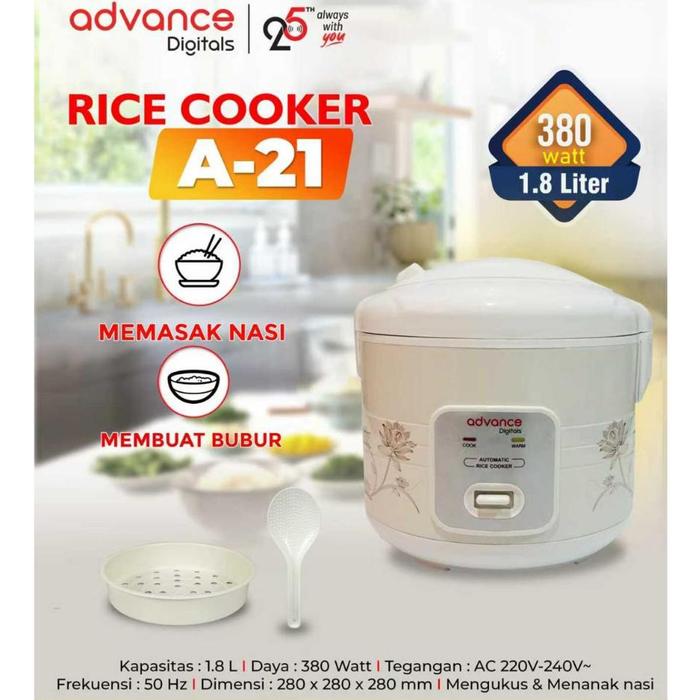 Gambar Advance A21 Rice Cooker Mini 1.8 Liter Penanak Nasi Serbaguna 3 in 1 Garansi Resmi 1 Tahun dari Advance DIgitals Store Kota Administrasi Jakarta Utara Tokopedia