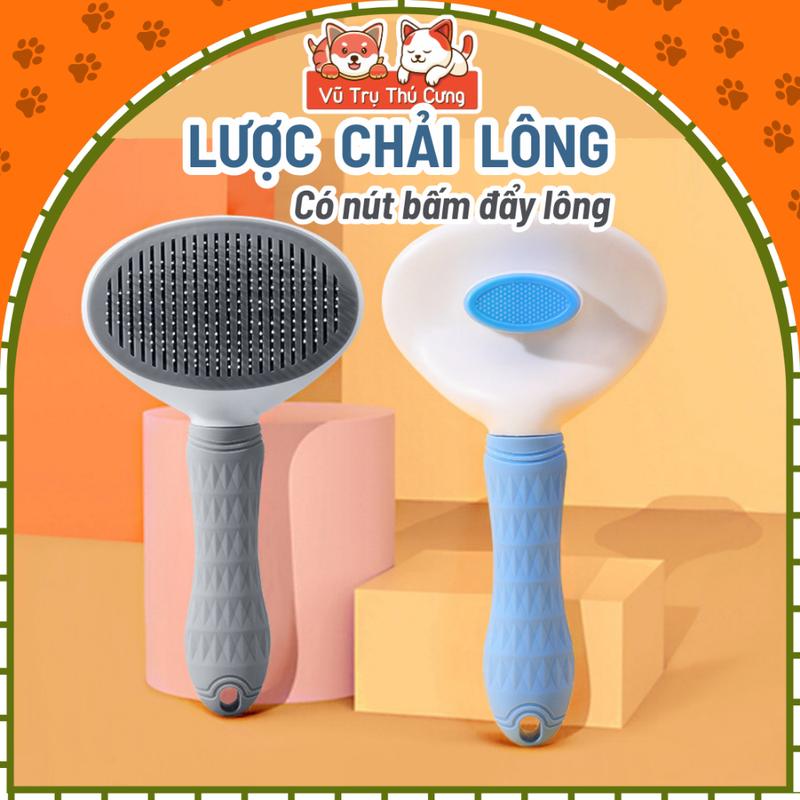Lược chải lông chó mèo có nút bấm lấy lông tiện lợi, size lớn