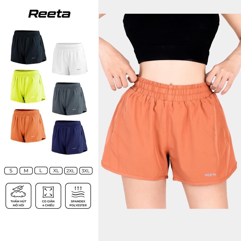 Quần short đùi thể thao 2 lớp nữ Reeta tập gym - yoga - chạy bộ - aerobic co giãn 4 chiều thoáng khí, nhiều màu - A3015