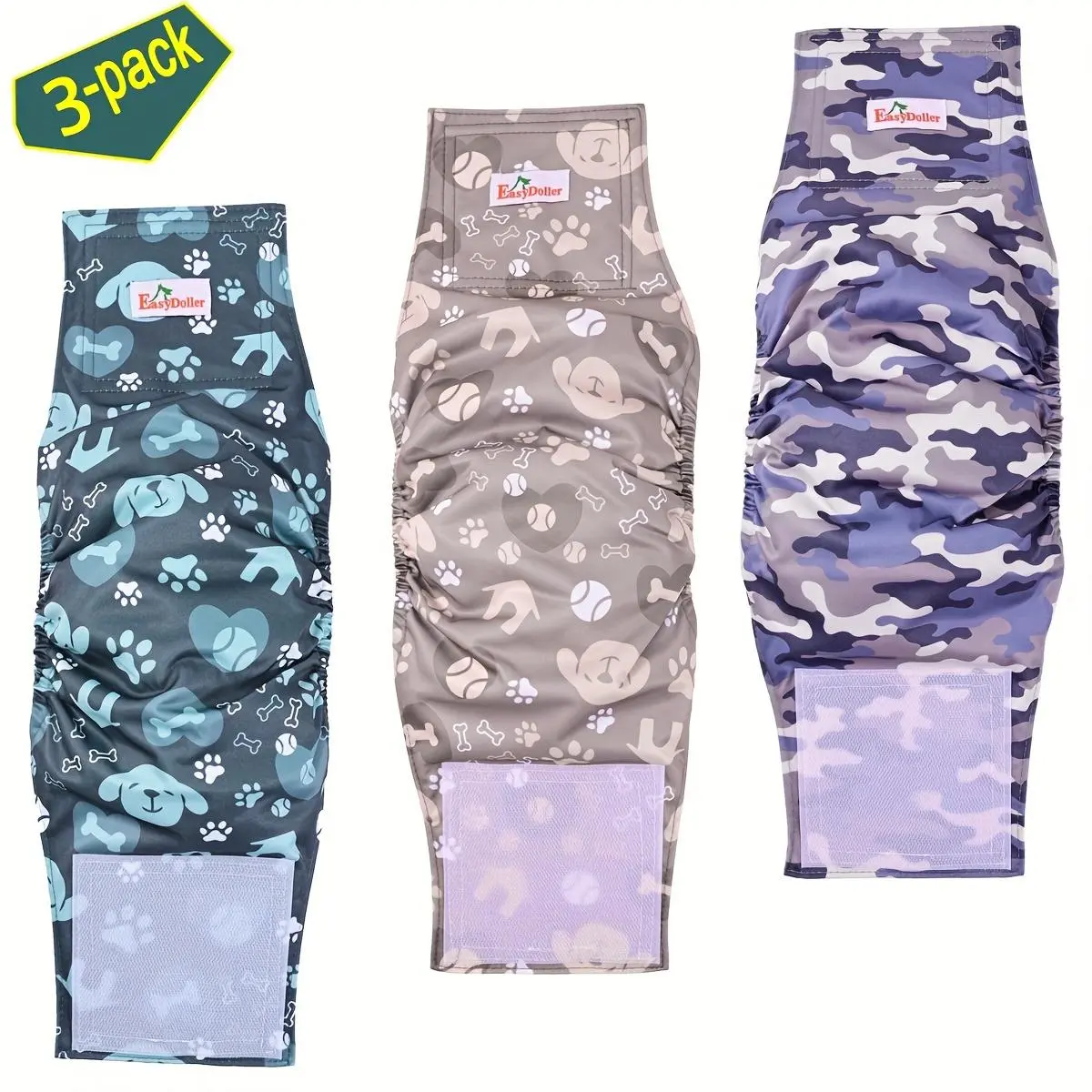 Male Dog Reusable Diaper, 3 Counts Leak Proof Belly Band, Washable Male Dog Wrap Diaper For Puppy Training & Incontinence