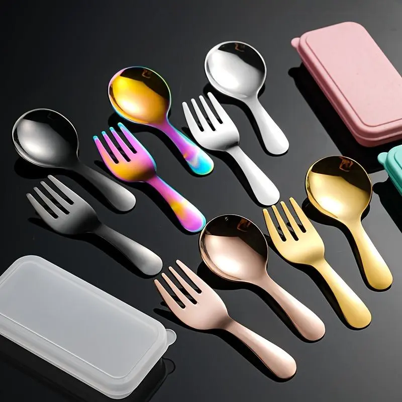 Stainless Steel Cutlery Set, 1 Set Including Fork & Spoon & Storage Box, Portable Tableware Set for Outdoor Camping Travel, Picnic Set, Camping Gear, Picnicware, Outdoor Camping Supplies, Camping Accessory, Camping Kitchenware 2