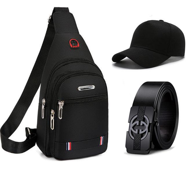 Combo gía hời Túi đeo chéo nam không bám bụi có lỗ tai nghe tặng thắt lưng mũ ví DB1571 Bag Kem