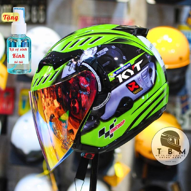 Mũ bảo hiểm 3/4 KLT tem KYT Monster tính năng trang bị 2 kính Helmet
