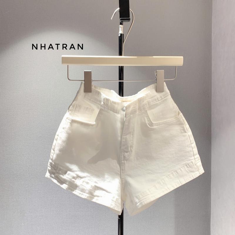 PHOM ÔM CO DÃN - Quần đùi short jean nữ phom ôm cạp cao lai kiểu chất Denim Pants Women NN