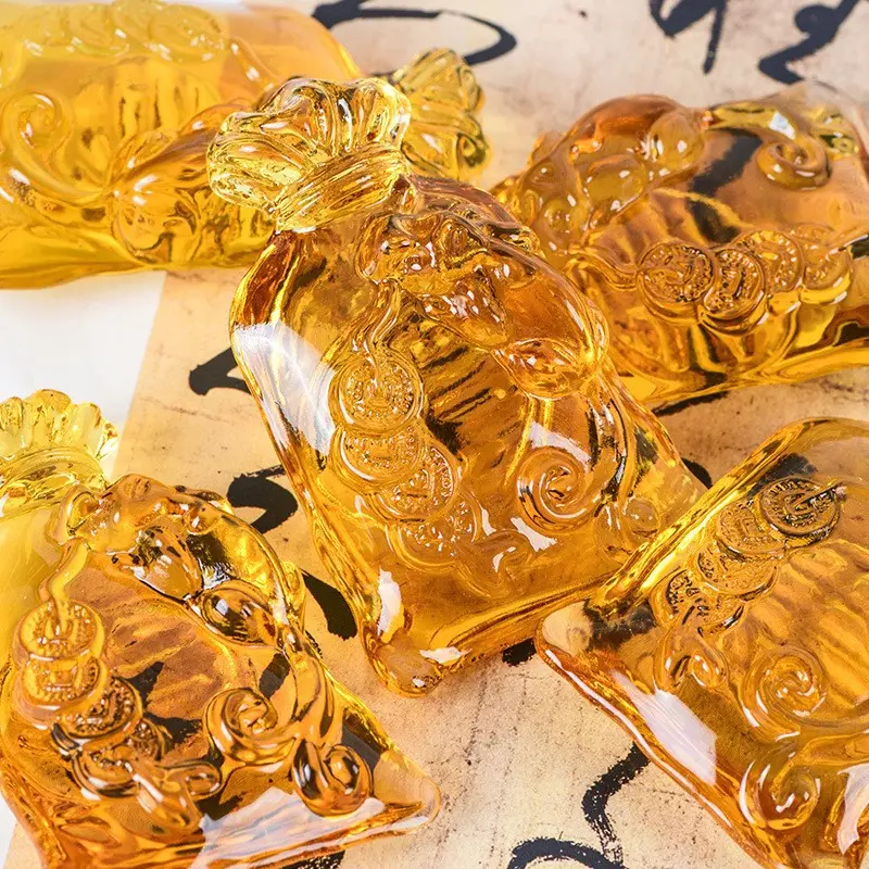 Manufacturer Supplies Yellow Crystal Money Bag Home Decorations for Events, Openings, Business Gifts, Yellow Crystal Money Bag Ornaments