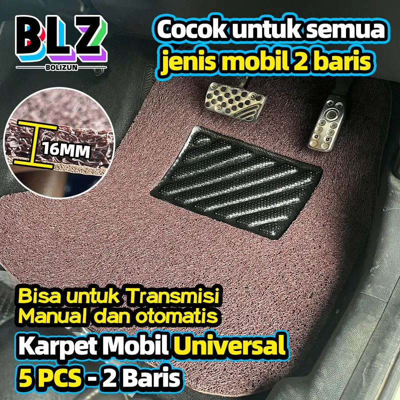Karpet Mobil 5 Pcs 2 Baris Universal pvc mie bihun Penebalan 16MM/ Universal bisa diaplikasikan ke semua mobil Car Kendaraan 4