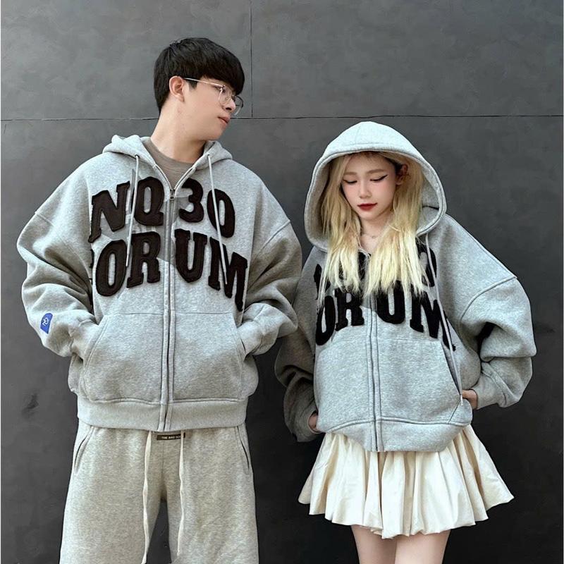 Áo Khoác Nỉ Nam Nữ Form Rộng Tay Phồng Bo Chun Cực Đẹp Hoạ Tiết Chữ Nổi Bản To Cực Đẹp Hoodie Menswear Dài Tay Màu Xám