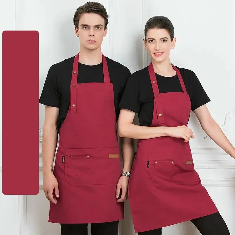 Tạp Dề Có Thể Điều Chỉnh Vai Dành Cho Nam Và Nữ, Chất Liệu Bông Vải Bố, Tạp Dề Yếm Đầu Bếp Nhà Bếp Nấu Ăn, Chống Thấm Nước, Màu Đen, Với Túi Lớn 4