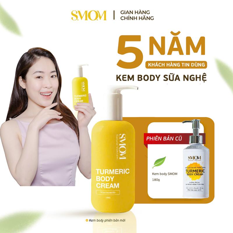 [Phiên Bản Cao Cấp] Kem Body Sữa Nghệ Dưỡng Thể SMOM 180G - Hỗ Trợ Dưỡng Trắng, Cải Thiện Thâm Sạm Cho Da