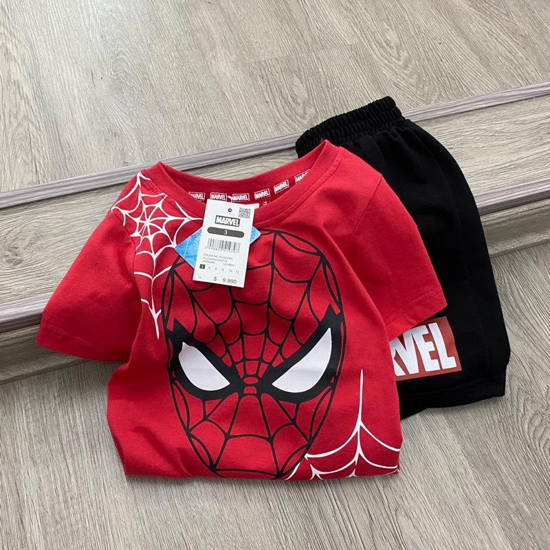 Bộ quần áo Marvel đỏ cho bé trai 10-25kg Cotton Cổ tròn