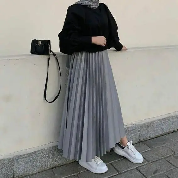 Rok Plisket Jumbo Premium Quality | Rok Wanita Jumbo Kekinian