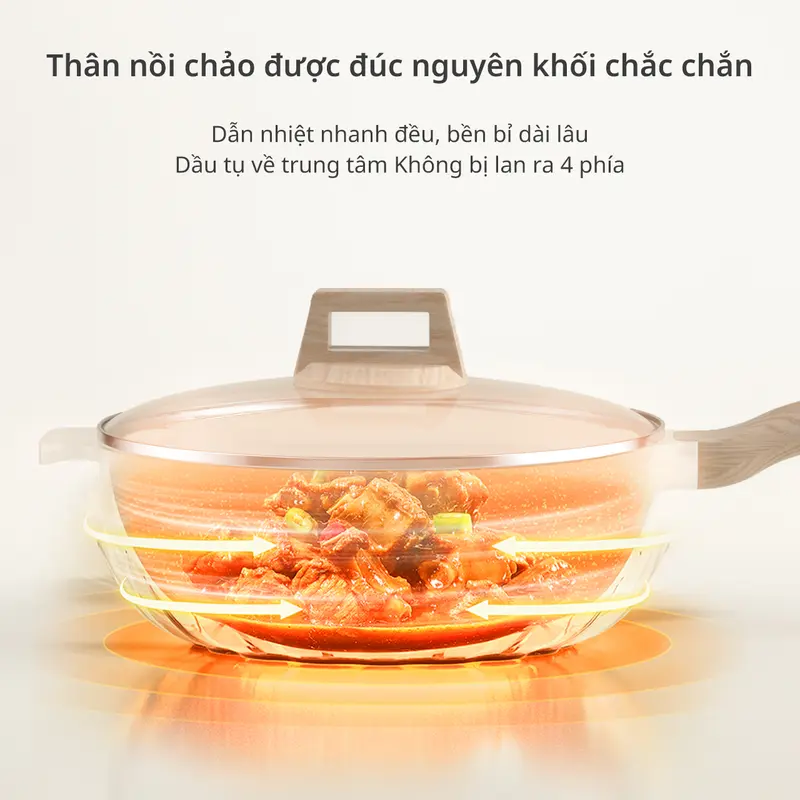 InssaVN Bộ nồi chảo 4 món chống dính 18cm/24cm/24cm/28cm GUOJ030, chiên xào nấu tiện lợi phù hợp mọi loại bếp 5