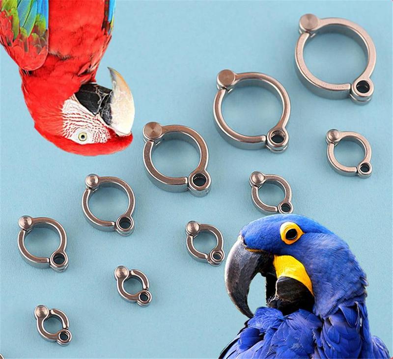 Product Introduction of Parrot Foot Rings Metal Pet Bird Leg Rings Outdoor Fly Training Activity Anti-Lost Opening Clip Accessories 3.5 To 14.5mm 6
