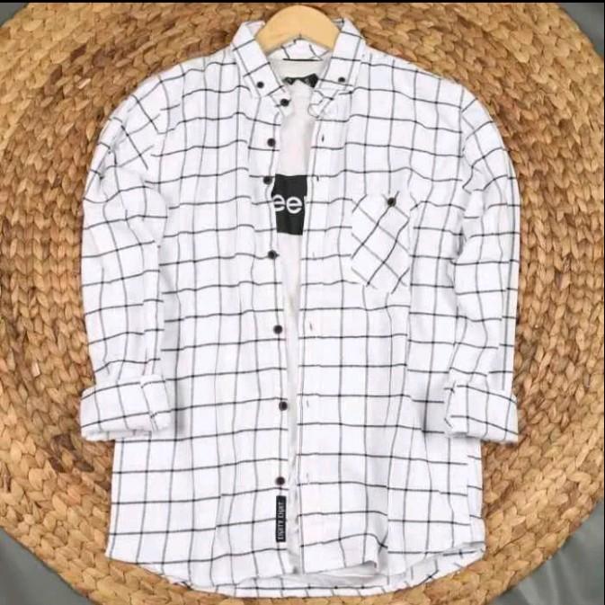 kemeja flanel premium pria dewasa lengan panjang V-Neck Lembut Motif Distro Nyaman Casual Kotak 3