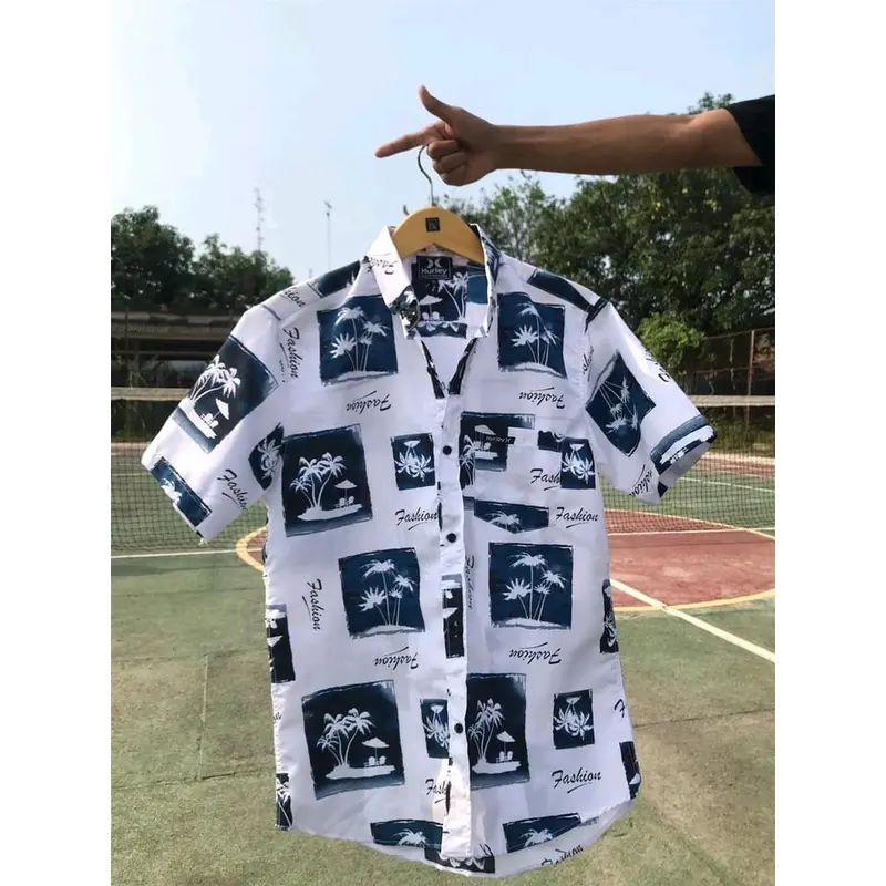 kemeja hawai motif pria lengan pendek print 4