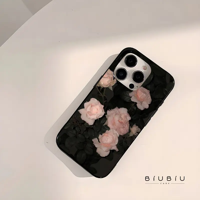 BIU BIU CASE Jelly Casing iPhone 7 8 6 6S Plus 11 13 12 14 15 Pro MAX XR XS MAX 7Plus 8Plus Dark Rose Impact Resistant Silicone phone  case 6