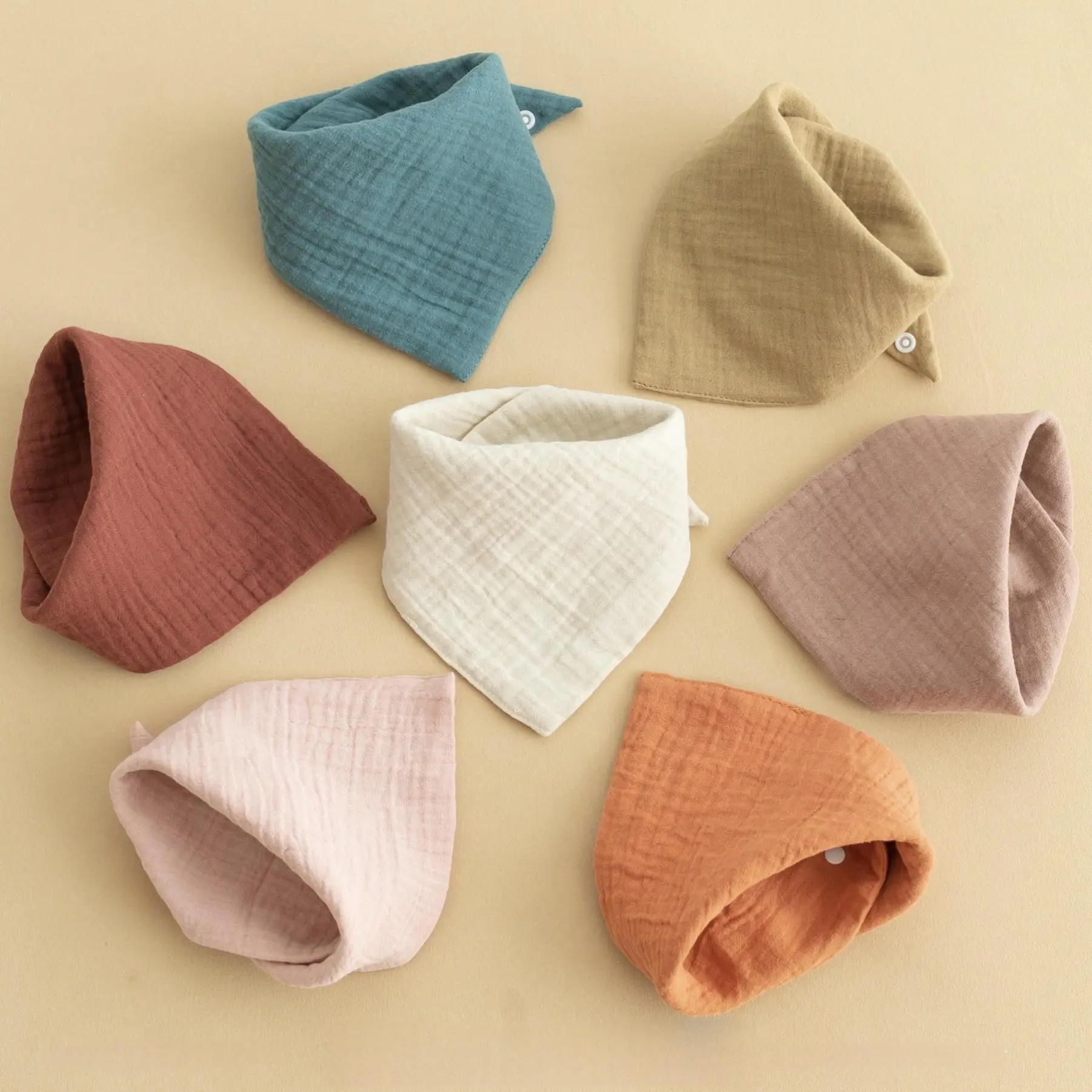 Khăn yếm tam giác Muslin 2 lớp cao cấp, yếm tam giác xô sợi bông hữu cơ siêu mềm an toàn cho bé (Yếm màu)