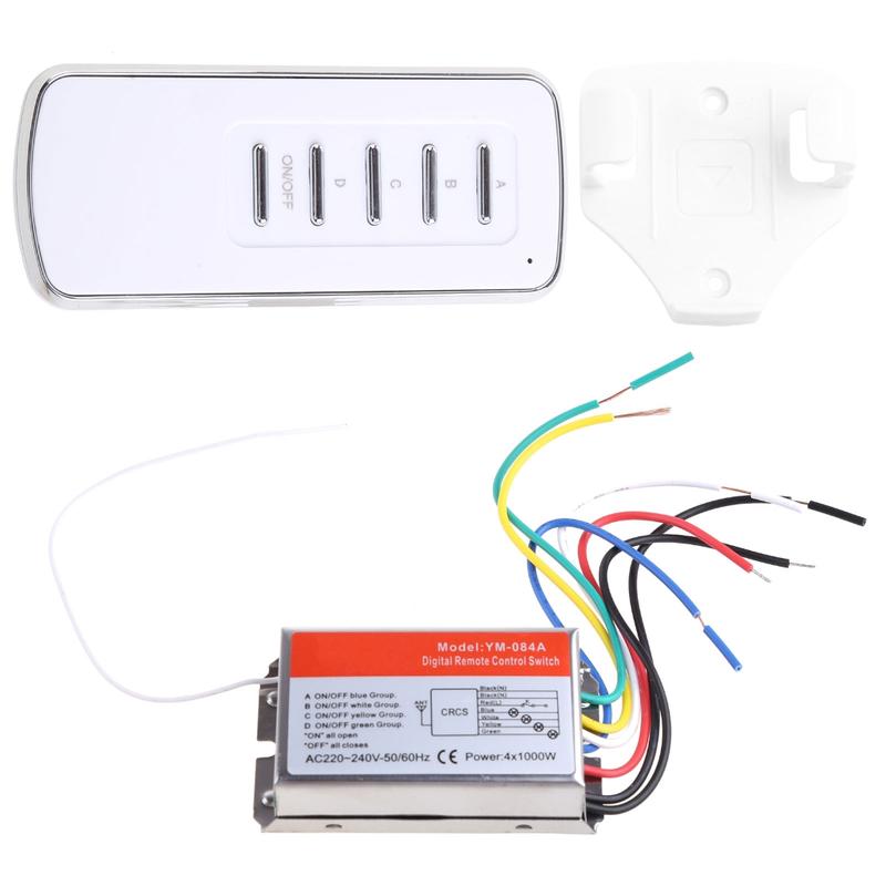 AC 220V Digital Remote Control Switch 4 Ways ON/OFF Controller For Light Lamp 1
