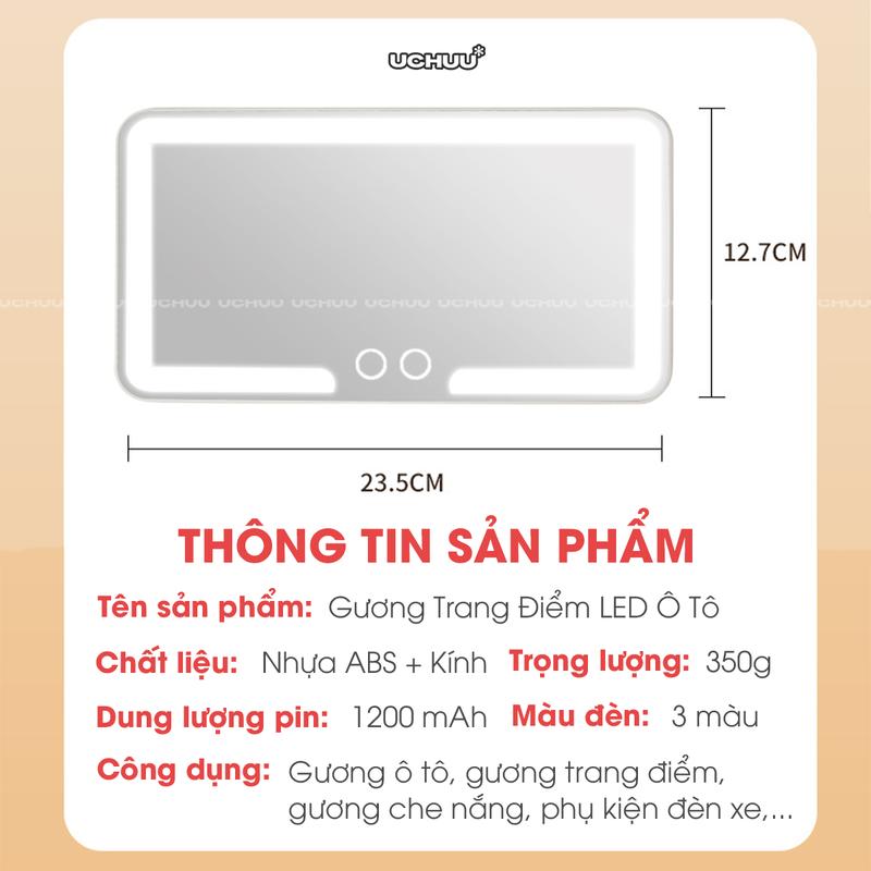 Product Introduction of Gương Trang Điểm LED Treo Ô Tô UCHUU Gương Có Đèn Gắn Che Nắng Xe Hơi Cảm Ứng Điều Chỉnh Độ Sáng 0