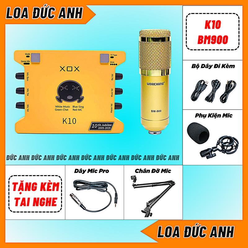 Bộ Mic Thu Âm BM900 Sound Card K10 2020 Bản Nâng Cấp Chống Sôi Rè Tặng Kem Tai Nghe