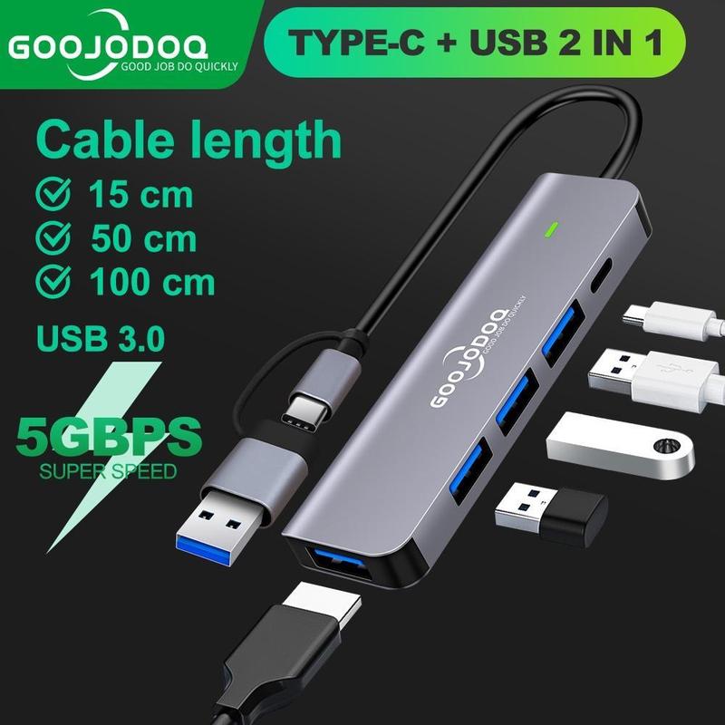  Độc Quyền GOOJODOQ Hub Tích Hợp Type C Tốc Độ Cao 5 Cổng USB 3.0 2.0 Cho Macbook Laptop HDMI Pd TF SD PD 6 In1 4 In 1 8In 1 Card Reader Audio 