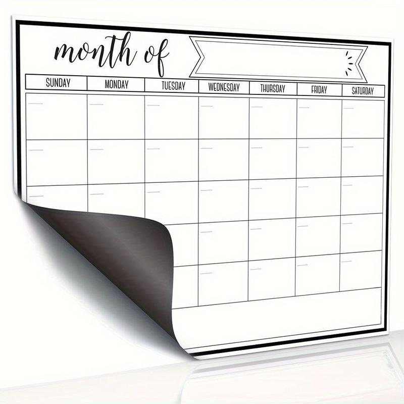 Magnetic Monthly Calendar, 1 Count Refrigerator Planner  Dry Erase Board, Planning Board for Kitchen Office School Refrigerator 3