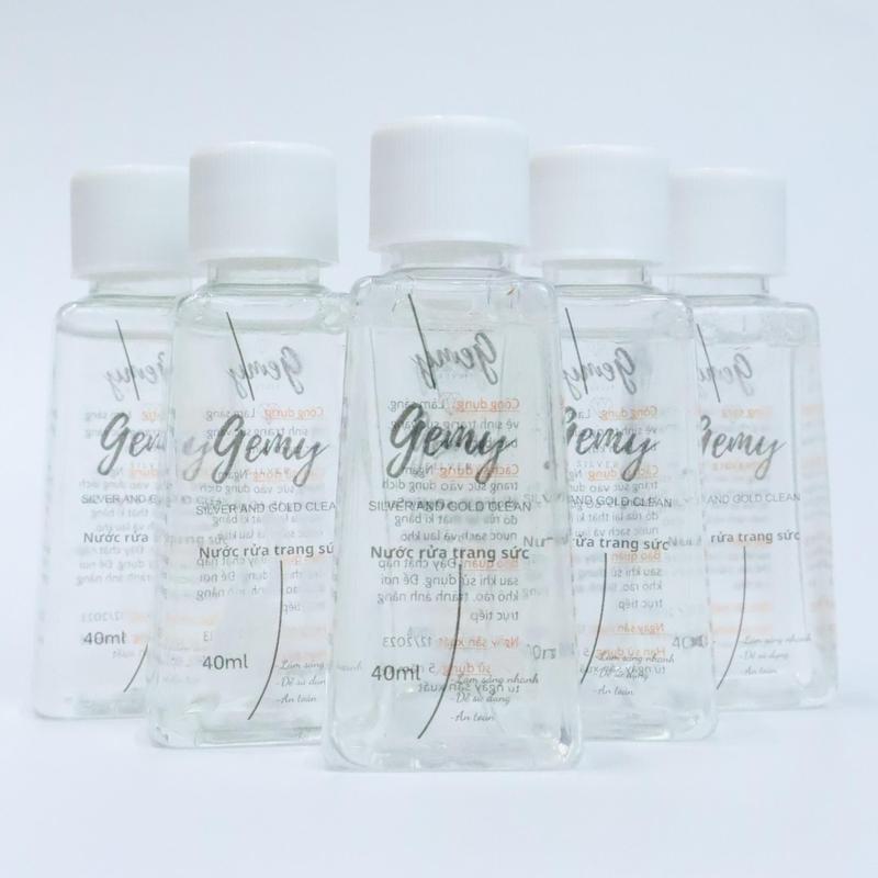 Set nước rửa bạc GEMY 40ml dung dịch cốc nhựa kẹp gắp que làm sáng khăn lau vệ sinh bảo quản Làm Sạch trang sức NRB| GEMY SILVER