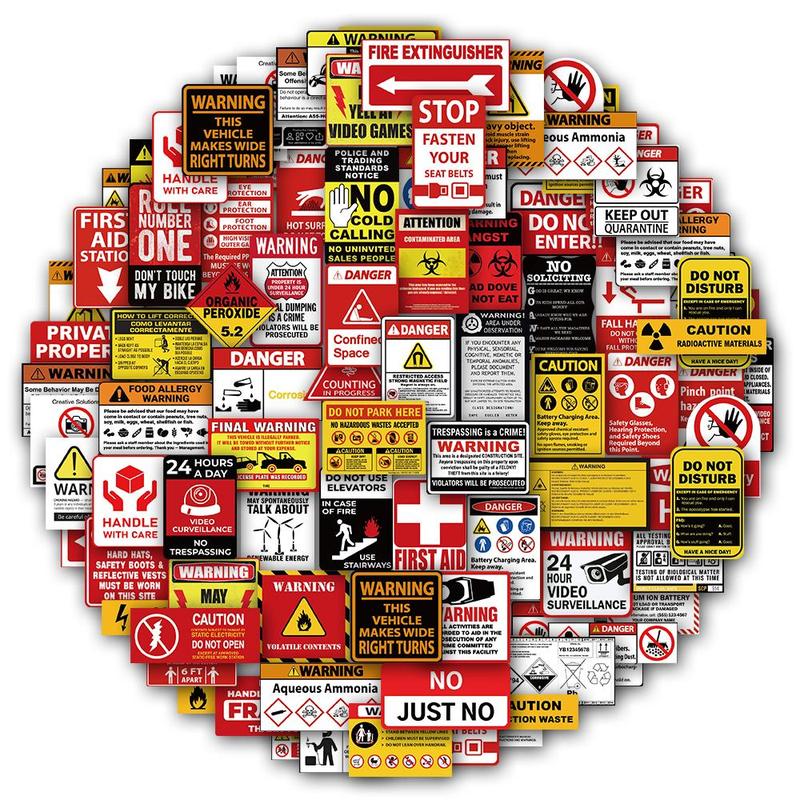 Warning Sign Sticker, 75pcs Cartoon Warning Sign Sticker, DI - TikTok Shop