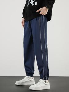 Men's Solid Side Stripe Drawstring Waist Pants, Casual Comfy Pocket Jogger Pants for Daily Wear, Men's Trousers for Fall