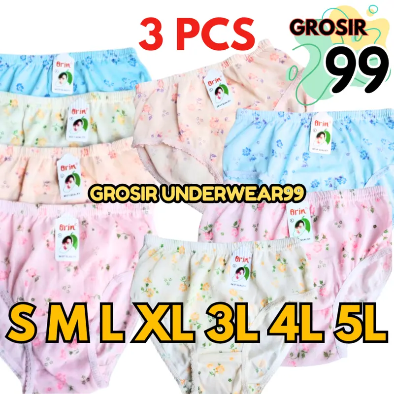 3 PCS CELANA DALAM WANITA MOTIF ORIN GROSIR CELANA DALAM BUNGA GROSIR99 3