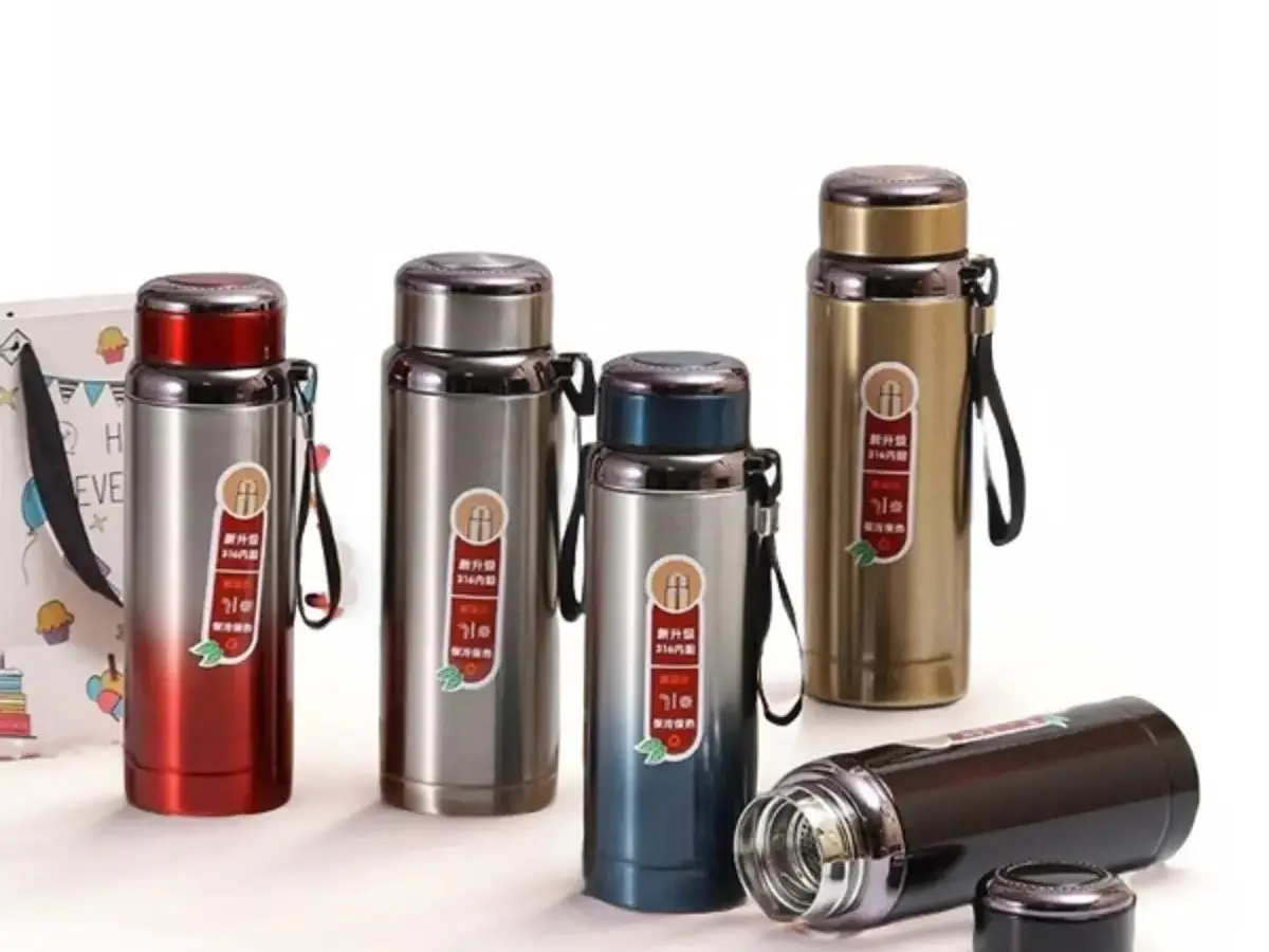 Bình Giữ Nhiệt Inox Du Lịch SUS 1000ml INOX Có Dây Xách ( KHÔNG KÈM ỐNG HÚT )