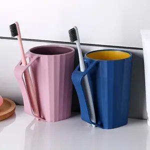 BA RT54 Gelas kumur gelas tempat sikat gigi pasta gigi odol kamar mandi dengan pegangan Plastik