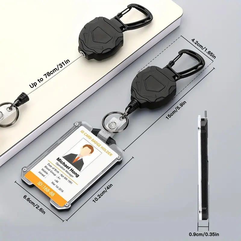 Retractable Badge Reel, 1 Count Keychain ID Badge Reel, Portable ID Card Holder for Students & Workers, Office Stationery & Supplies 6