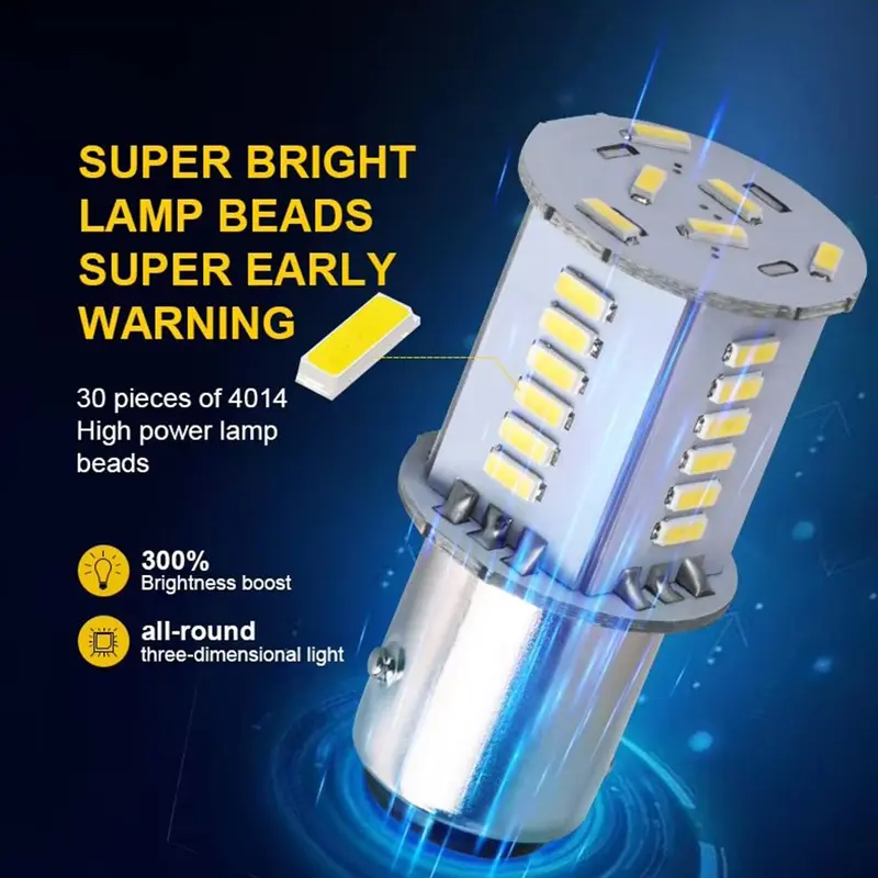 Đèn hậu Led xe máy, Độ sáng cao, Đèn hậu phanh, Tương thích 1157 và 3014, Đèn phanh 30smd, Thích hợp cho ô tô, J0N5 2