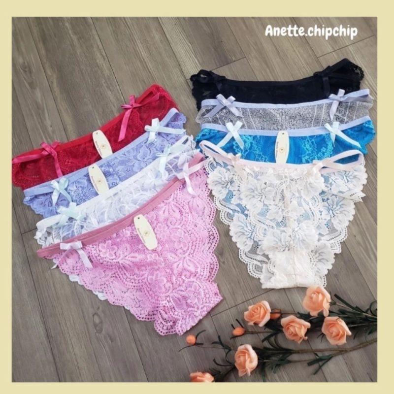 Combo 10 quần lót ren nữ nơ 2 bên sexy gợi cảm, chất liệu cotton mềm mại, co…